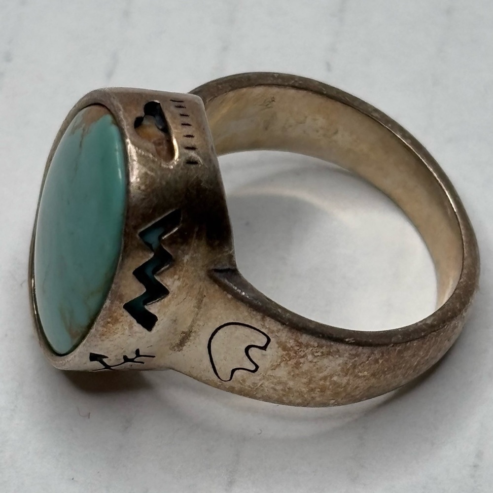 Price is firm CAROLYN POLLACK Vintage Sterling Silver Turquoise Ring Size 7 - Picture 8 of 9